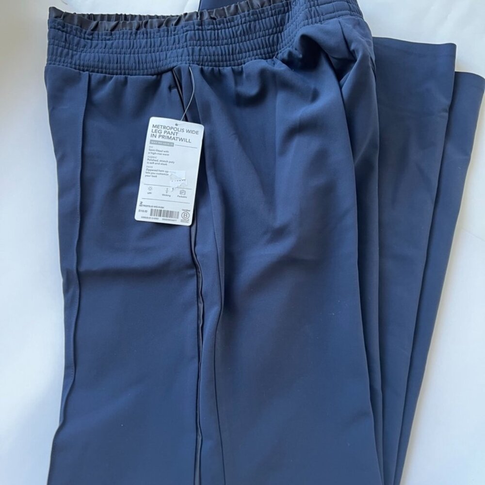 NWT Athleta Metropolis Wide Leg Pant In Primatwill Size 2 Navy/ Black #530635